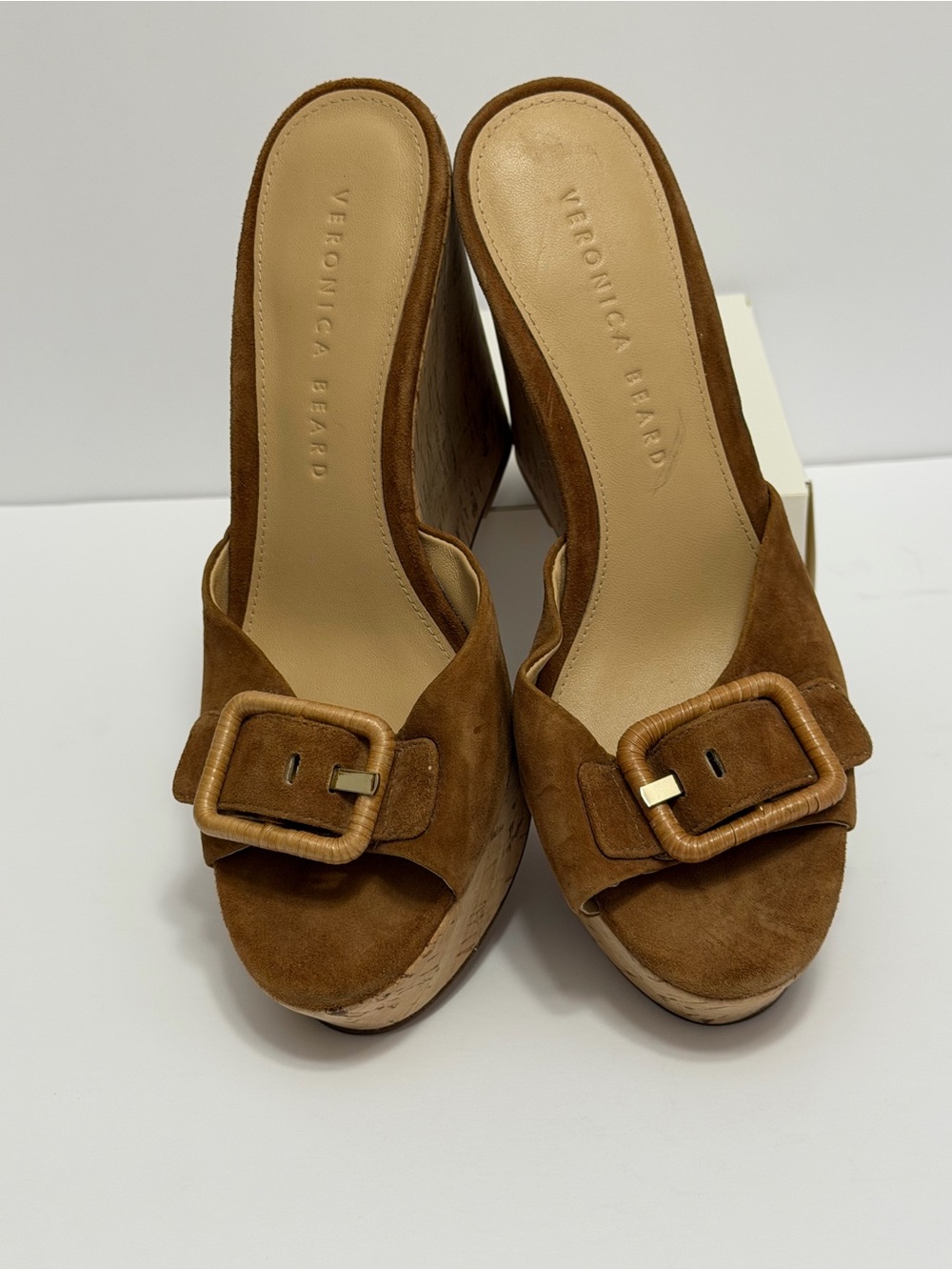 Veronica Beard Donata Suede Cork Wedge Sandals Size 6 NEW No Box